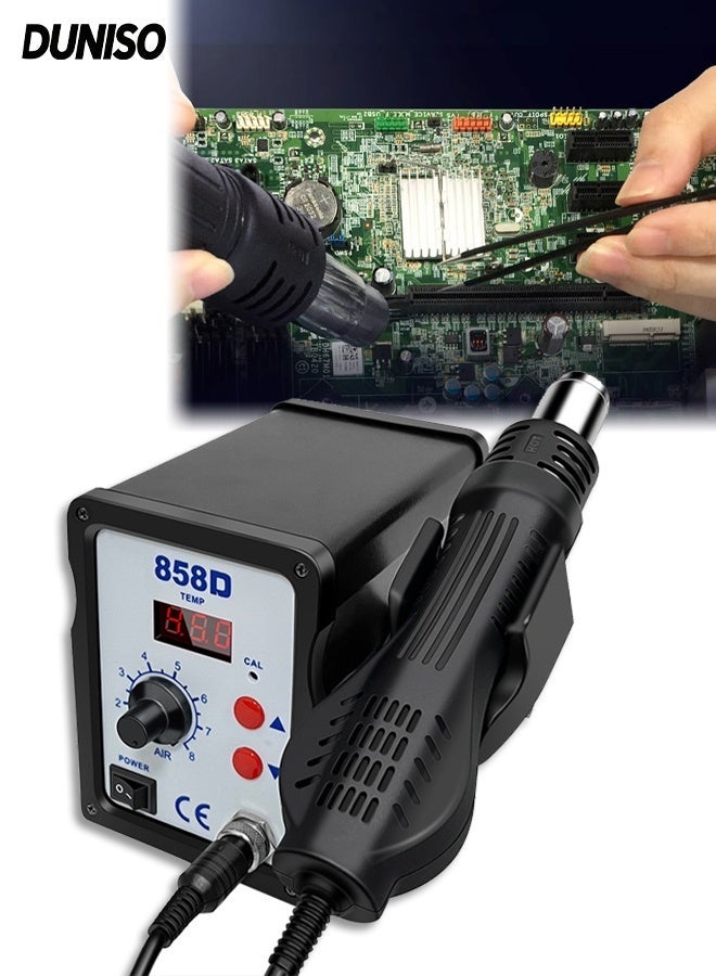 DUNISO Hot Air Soldering Station,Hot Wind Gun Solder Iron,Rework Soldering Station,Anti-Static,Auto Sleep,Intelligent Cooling,100~450℃,Suitable for Disassembly and Soldering of Various Components Such as SOIC, CHIP, QFP, PLCC, BGA ﻿ ﻿ ﻿ - Image 1